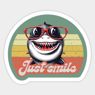 Just smile funny shark with red glasses Sticker